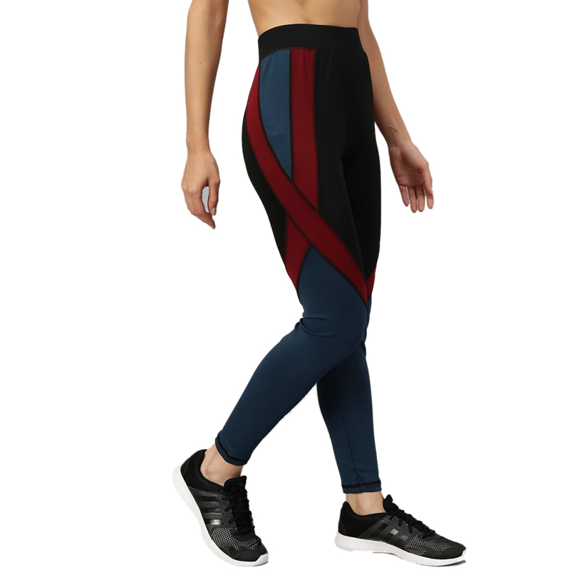 Black & Teal Blue Colorblock Leggings